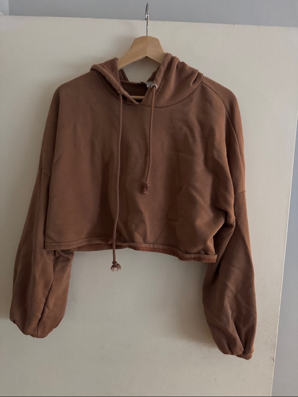 Fashion Nova Cropped Brown Drawstring Hoodie